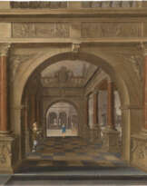 KIRCHENINTERIEUR MIT FIGURENSTAFFAGE