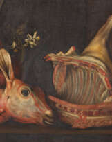 KÜCHENSTILLLEBEN MIT FRÜCHTEN UND KALBSKOPF