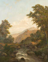 ROMANTISCHE LANDSCHAFT MIT BURG UND WILDBACH