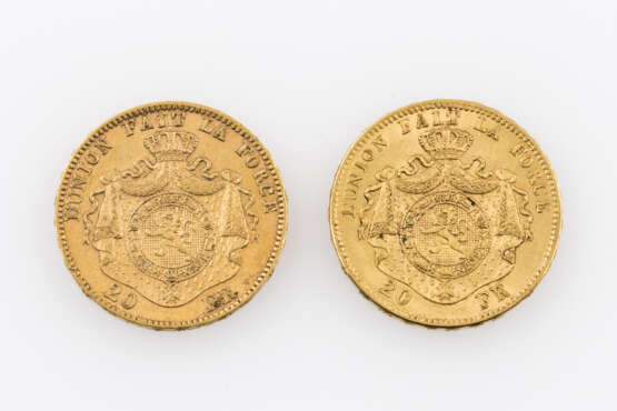 Belgien/GOLD - 2 x 20 Francs Leopold II., - photo 2