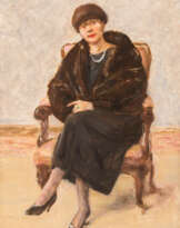 BILDNIS LOLA LEDER IM PELZMANTEL, SITZEND (1922)