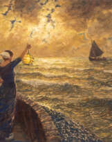 FISCHERSFRAU LEUCHTET DEN HEIMKEHRENDEN SCHIFFEN DEN WEG