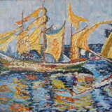 “Yellow sailboat” Canvas Oil paint Romanticism Marine 2014 - photo 1