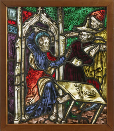 19. Jahrhundert. Glasscheibe "Christus und die Geldwechsler" - Foto 1