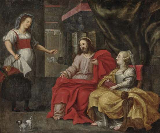 Flämisch, 17. Jahrhundert. Christus im Haus von Maria und Martha  - photo 1