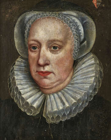 Niederlande (?), 17. Jahrhundert. Bildnis einer Frau mit Halskrause und Spitzenhaube - Foto 1