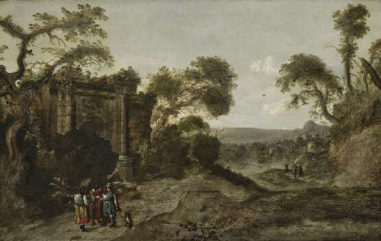 Mancadan, Jacobus Sibrandi, zugeschrieben . Ruinenlandschaft mit Figurenstaffage - Foto 1