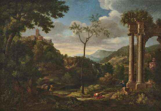 Millet, gen. Francisque, Jean François, zugeschrieben. Italienische Landschaft mit Ruine und Figurenstaffage - photo 1