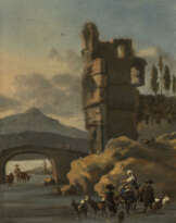 Südliche Ruinenlandschaft mit bäuerlicher Figurenstaffage 