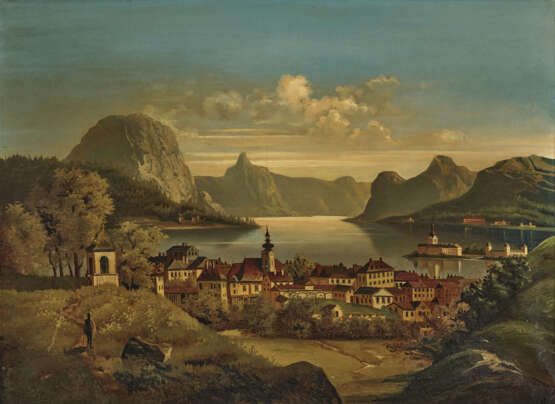 Österreich (?), 19. Jahrhundert . Blick auf Gmunden und Schloss Ort am Traunsee - photo 1