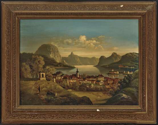 Österreich (?), 19. Jahrhundert . Blick auf Gmunden und Schloss Ort am Traunsee - photo 2