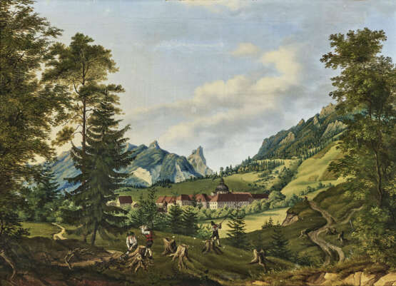Süddeutsch, 19. Jahrhundert. Waldarbeiter vor dem Kloster Ettal - photo 1