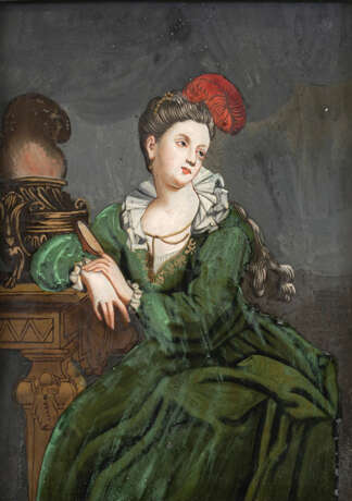 Hinterglasmalerei - Dame in grünem Kleid - photo 1