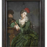 Hinterglasmalerei - Dame in grünem Kleid - Foto 2