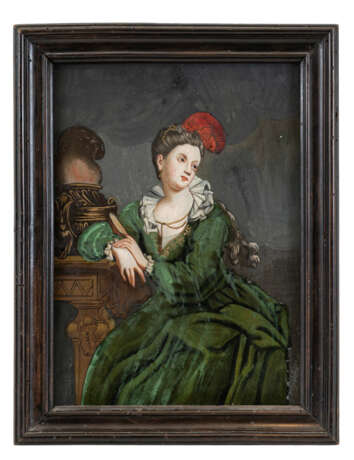 Hinterglasmalerei - Dame in grünem Kleid - фото 2