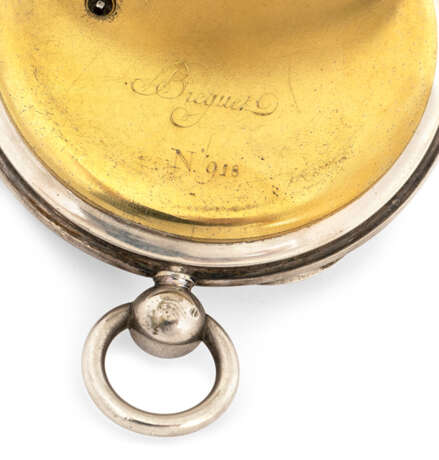 Große Breguet-Taschenuhr im Silbergehäuse mit Geheimsignatur und Stammbuchauszug - Foto 3