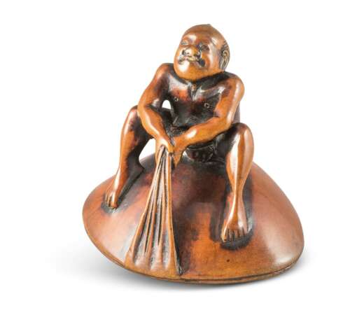 Netsuke: Bauer auf Muschel - photo 1