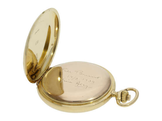 Taschenuhr: hochwertiger Kronendrücker-Chronograph "Compteur" in 18K Gold, Longines um 1925 - Foto 4