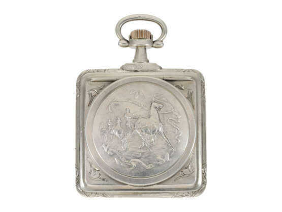 Taschenuhr: sehr seltene quadratische Jugendstil-Taschenuhr von Omega, Silber, ca.1900 - фото 2