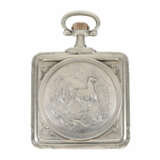 Taschenuhr: sehr seltene quadratische Jugendstil-Taschenuhr von Omega, Silber, ca.1900 - Foto 2