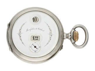 Taschenuhr: seltene digitale Taschenuhr mit springender Stunde und springender Minute, System Pallweber, Cortebert No.7200, ca.1900