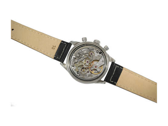 Armbanduhr: attraktiver, großer Minerva Chronograph mit außergewöhnlichem Lackzifferblatt, vermutlich 60er-Jahre - Foto 2