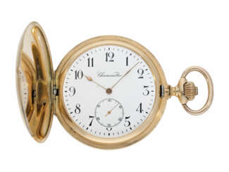 Taschenuhr: besonders schwere Schweizer Goldsavonnette mit Chronometerhemmung, ca. 1900