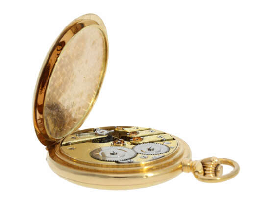 Taschenuhr: schweres und hochwertiges Schweizer Wippen-Chronometer in 18K Gold, ca. 1890 - Foto 3