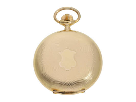 Taschenuhr: schweres und hochwertiges Schweizer Wippen-Chronometer in 18K Gold, ca. 1890 - photo 6