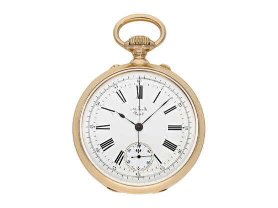 Taschenuhr: exquisites, hochfeines französisches Taschenchronometer besonderer Qualität, mit Chronograph, möglicherweise Schuluhr/Meisterstück, A. Ecolle Paris No. 2271, ca.1870 - фото 1