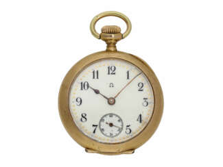 Taschenuhr/Anhängeuhr: hochfeine Jugendstil Damenuhr von Omega mit 3-Farben Jugendstilreliefgehäuse, No. 3620496, ca.1900