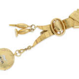 Taschenuhr/Chatelaine: feine Gold/Emaille-Damenuhr mit originaler Goldchatelaine mit Schlüssel und Siegel sowie Originalbox, vermutlich Genf um 1850 - Foto 8
