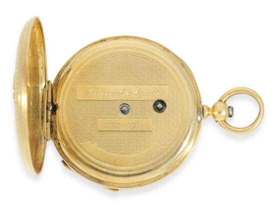Taschenuhr: museale Gold/Emaille-Damenuhr mit dazugehöriger Gold/Emaille-Chatelaine, Originalbox, signiert Fontana & Cie. Paris, ca.1850 - Foto 7