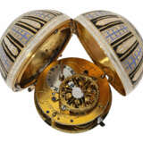 Anhängeuhr/Formuhr: prächtige, kugelförmige Gold/Emaille-Anhängeuhr, sog. "Boule de Geneve", Patry & Chaudoir à Genève No. 627, circa 1800 - Foto 3