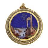 Taschenuhr: hochfeine, besonders große Gold/Emaille-Taschenuhr mit besonderer Werksqualität, vermutlich Genf um 1830 - photo 2