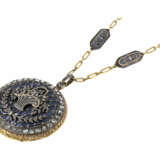 Taschenuhr/Halsuhr: einzigartige, große Gold/Emaille-Halsuhr mit Diamantbesatz und dazugehöriger originaler Halskette, vermutlich um 1830/1885, vermutlich Präsentuhr von Prinz Frederik der Niederlande - фото 2