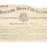 Taschenuhr: rotgoldene A. Lange & Söhne Goldsavonnette No.52416, Glashütte ca.1904, mit Originalbox, Originalpapieren und Stammbuchauszug - photo 11