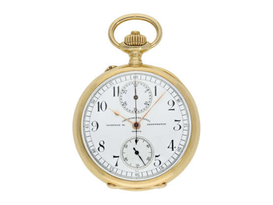 Taschenuhr: exquisites, einziges uns bekanntes Vacheron & Constantin Taschenchronometer "CHRONOMETER ROYAL" mit Chronograph und Register , No.336227, mit Originalbox, ca.1906 - photo 1