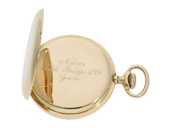 Taschenuhr: einzigartiges Patek Philippe Ankerchronometer, vermutlich ein "Piece Unique" mit skelettiertem und gravierten Prunkwerk, Stammbuchauszug und Original-Zertifikat, Genf 1916 - photo 4