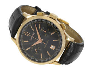 Armbanduhr: großer und hochwertiger, limitierter Eberhard & Co. 18K Gold-Chronograph "Extra-fort" Ref.30951 mit schwarzem Zifferblatt, ca. 2017