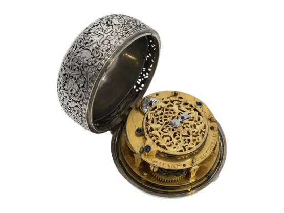 Taschenuhr: museale Doppelgehäuse-Oignon mit Alarm, bedeutender Uhrmacher, signiert Jean Rousseau (1606-1684) - фото 2