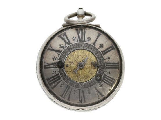Taschenuhr: museale Doppelgehäuse-Oignon mit Alarm, bedeutender Uhrmacher, signiert Jean Rousseau (1606-1684) - фото 3