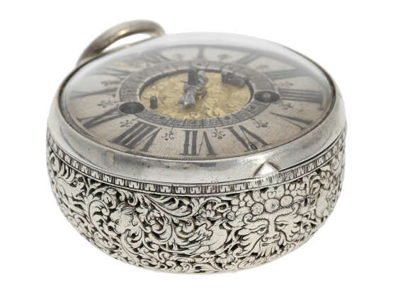 Taschenuhr: museale Doppelgehäuse-Oignon mit Alarm, bedeutender Uhrmacher, signiert Jean Rousseau (1606-1684) - Foto 4