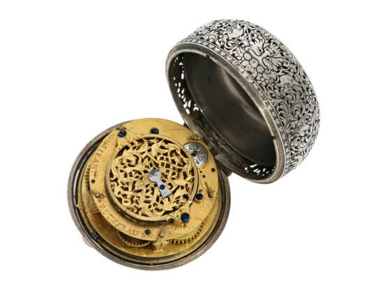 Taschenuhr: museale Doppelgehäuse-Oignon mit Alarm, bedeutender Uhrmacher, signiert Jean Rousseau (1606-1684) - фото 5