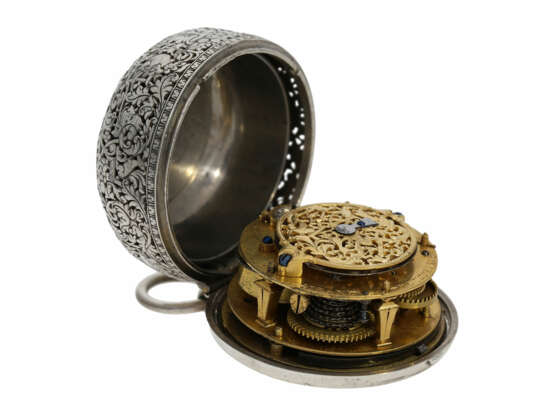 Taschenuhr: museale Doppelgehäuse-Oignon mit Alarm, bedeutender Uhrmacher, signiert Jean Rousseau (1606-1684) - photo 6