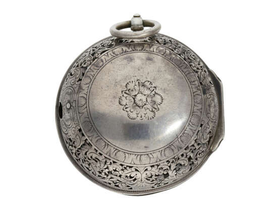 Taschenuhr: museale Doppelgehäuse-Oignon mit Alarm, bedeutender Uhrmacher, signiert Jean Rousseau (1606-1684) - фото 8