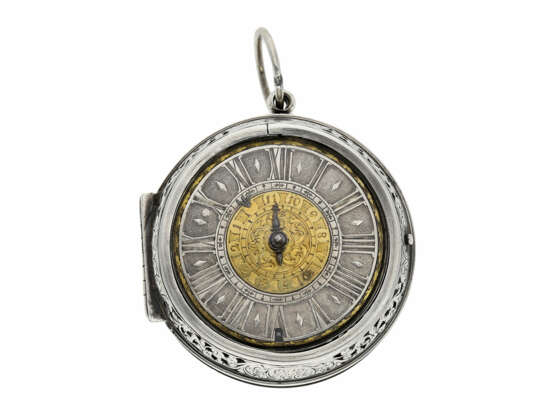 Taschenuhr: frühe einzeigrige Sackuhr mit Alarm, signiert Quare London, ca.1690 - фото 3