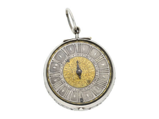 Taschenuhr: frühe einzeigrige Sackuhr mit Alarm, signiert Quare London, ca.1690 - photo 4