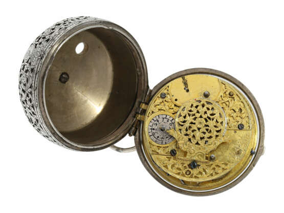 Taschenuhr: frühe einzeigrige Sackuhr mit Alarm, signiert Quare London, ca.1690 - Foto 5