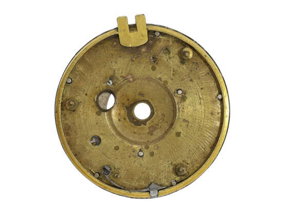 Taschenuhr: extrem rare, museale Sackuhr mit Alarm und rotierender Datumsanzeige über Schneckenantrieb, Terroux (François), A Geneva, circa 1690 - Foto 4